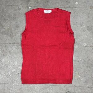 Vintage Salvatore Ferragamo Womens Cotton Knit Red Sweater Vest Italy Sz Small
